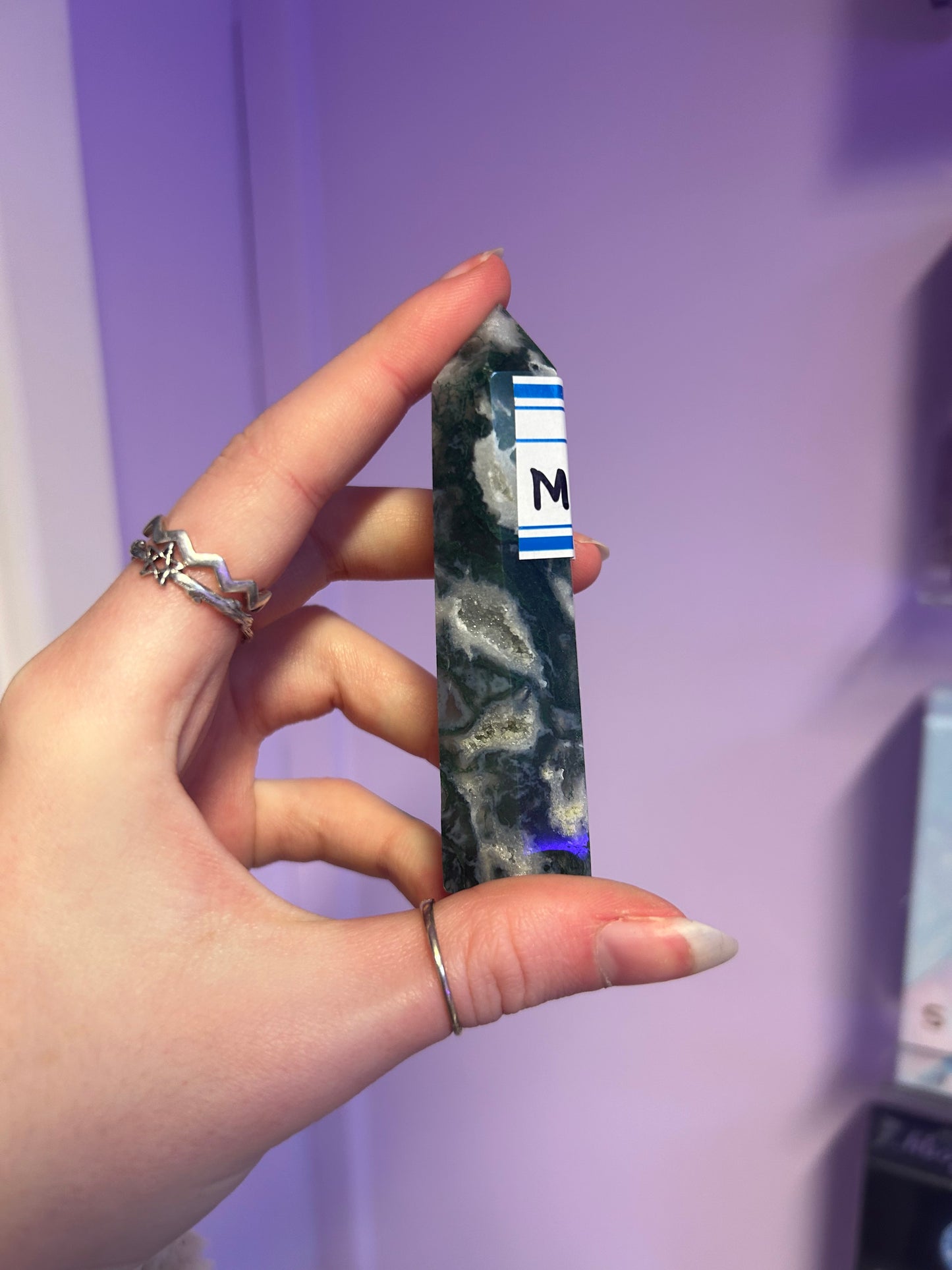 Moss agate Crystal tower