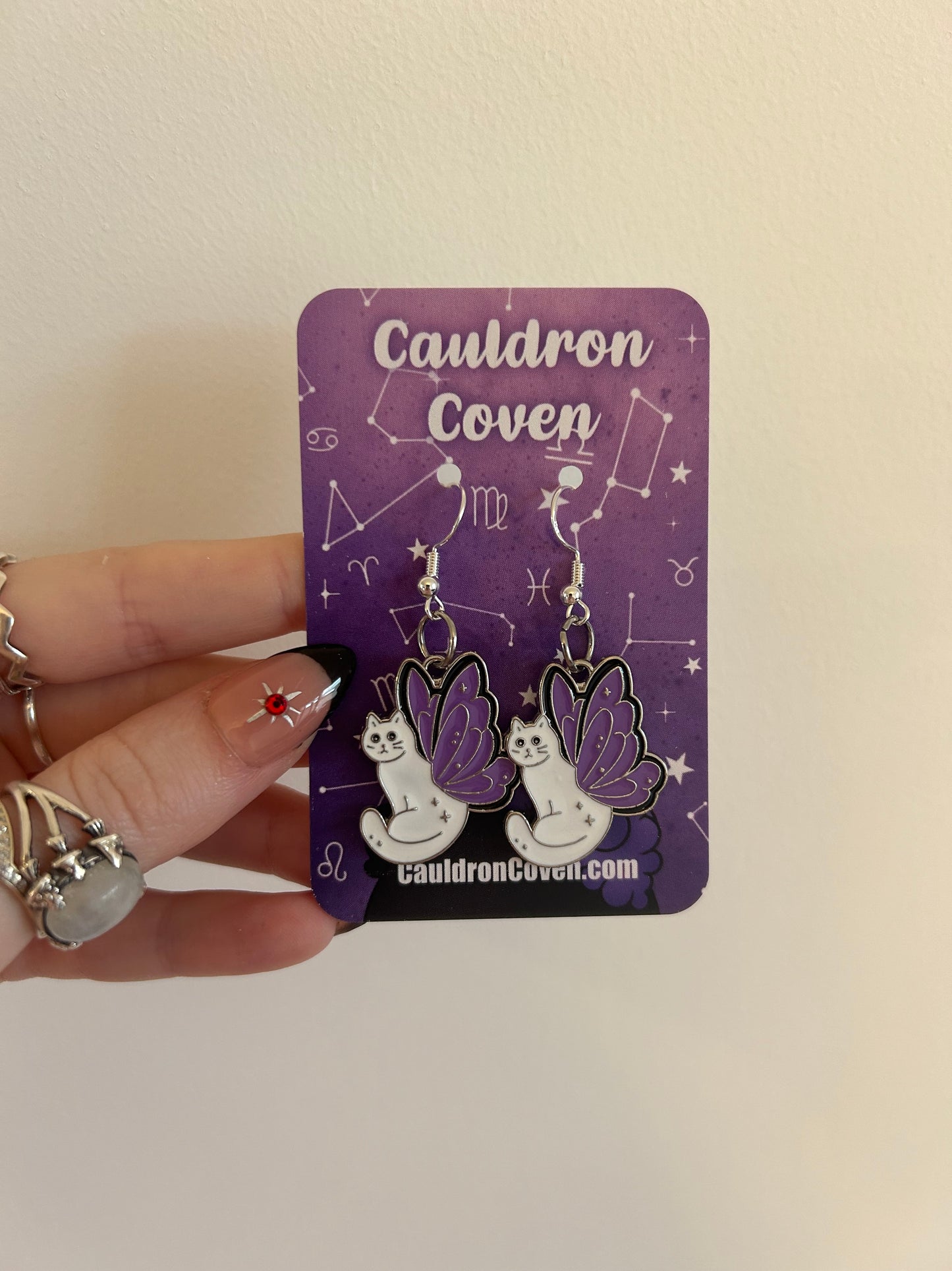 Butterfly cat earrings