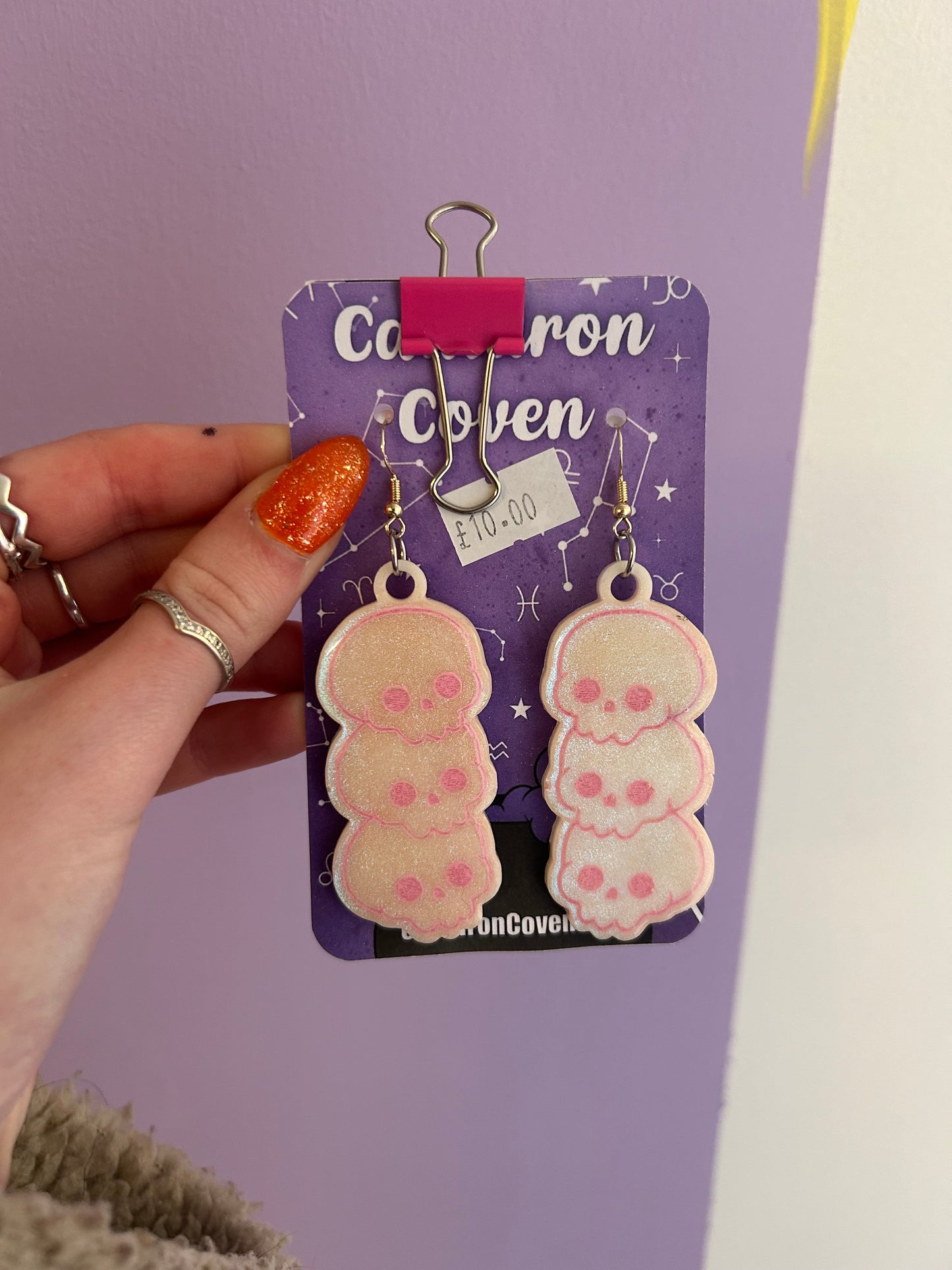 Iridescent pink Resin earrings