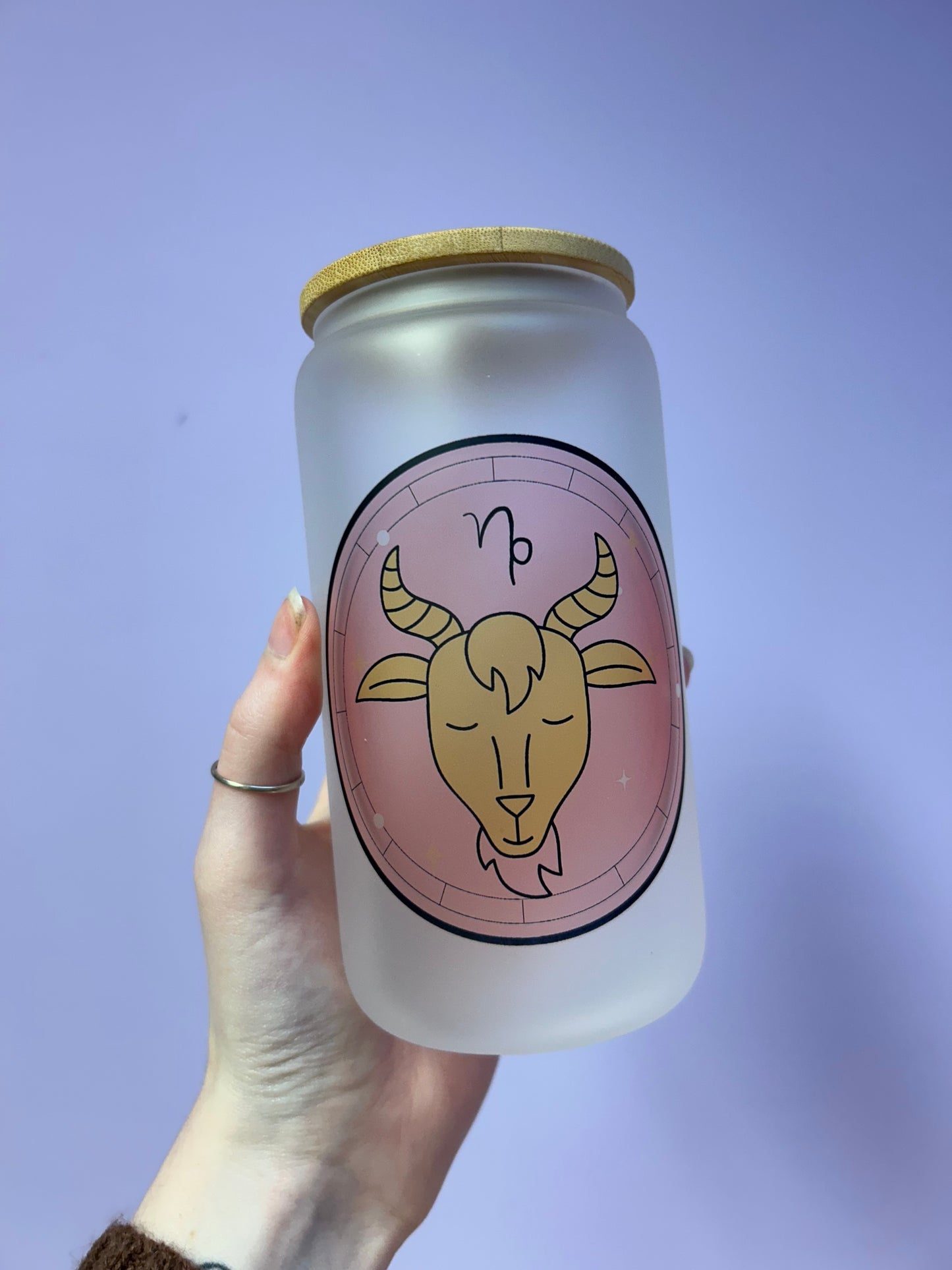 Capricorn zodiac Libbey can glass