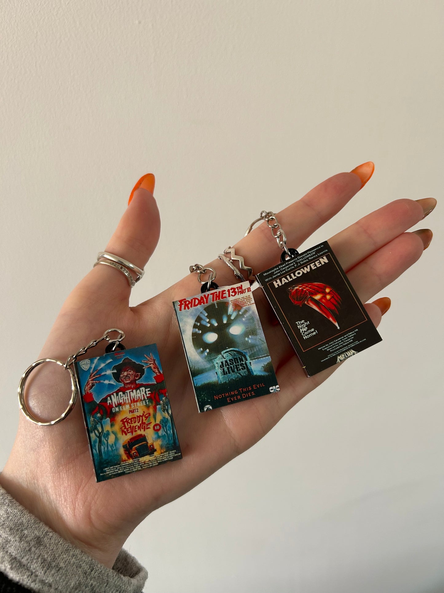 Horror vhs keychains