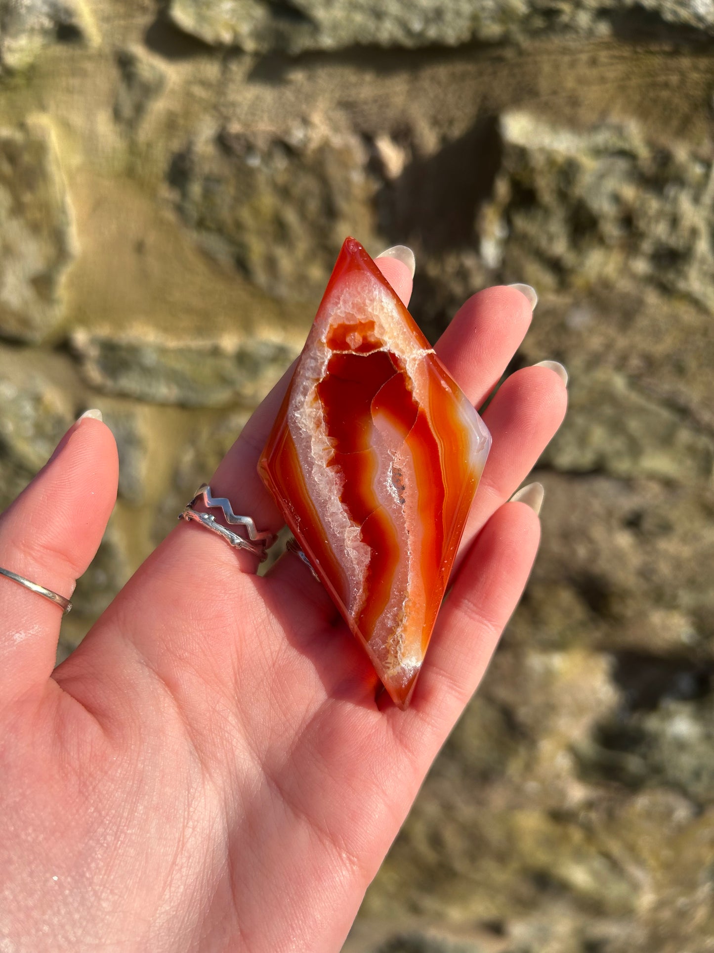 Carnelian diamond crystal carving