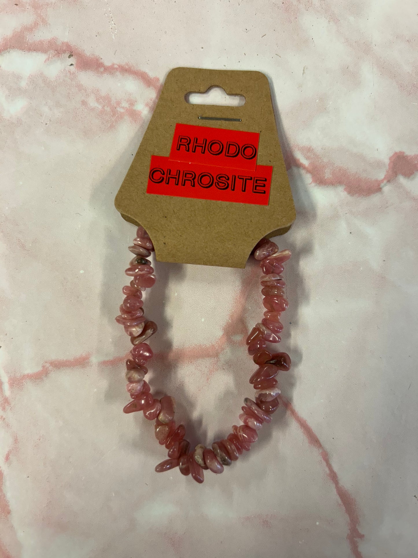 Rhodochrosite Crystal chip bracelet