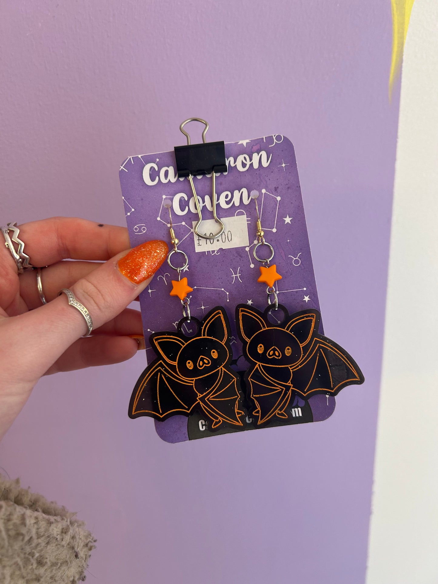 Orange bats Resin earrings