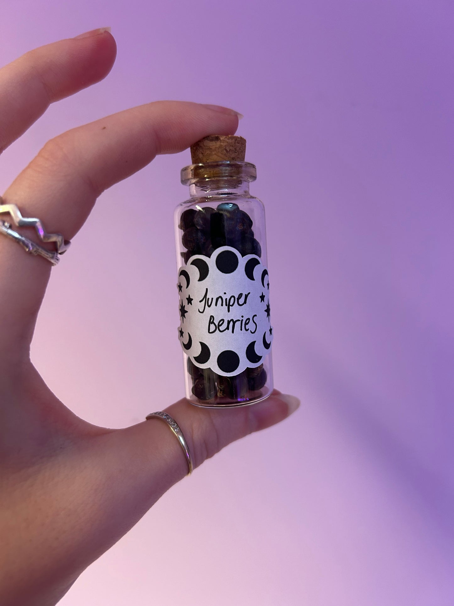 Juniper berries herb spell bottle