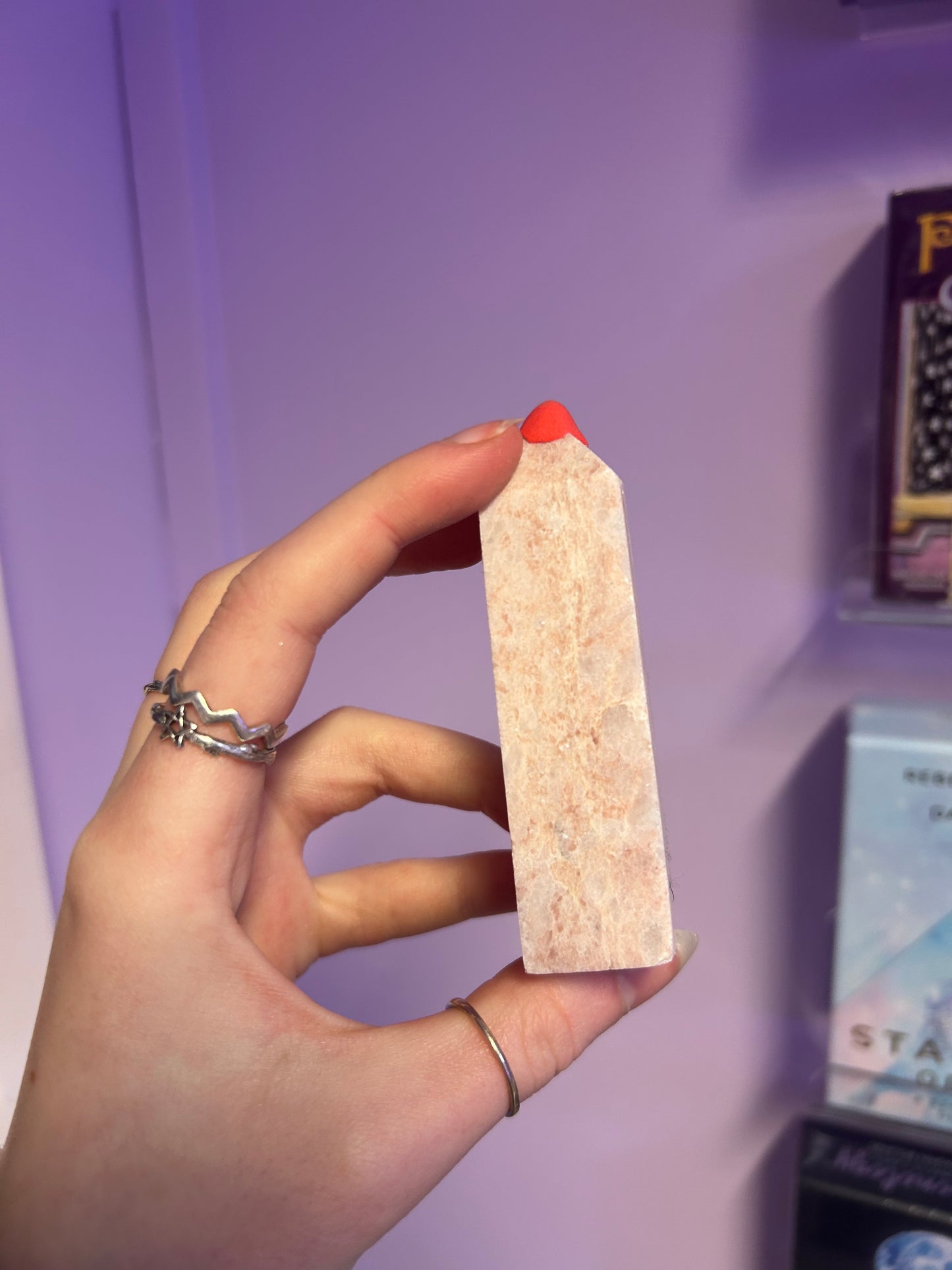 Pink aragonite Crystal tower