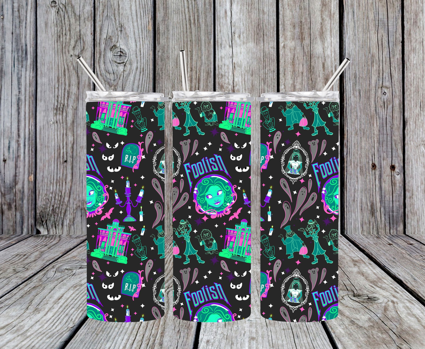 20oz haunted manor skinny tumbler