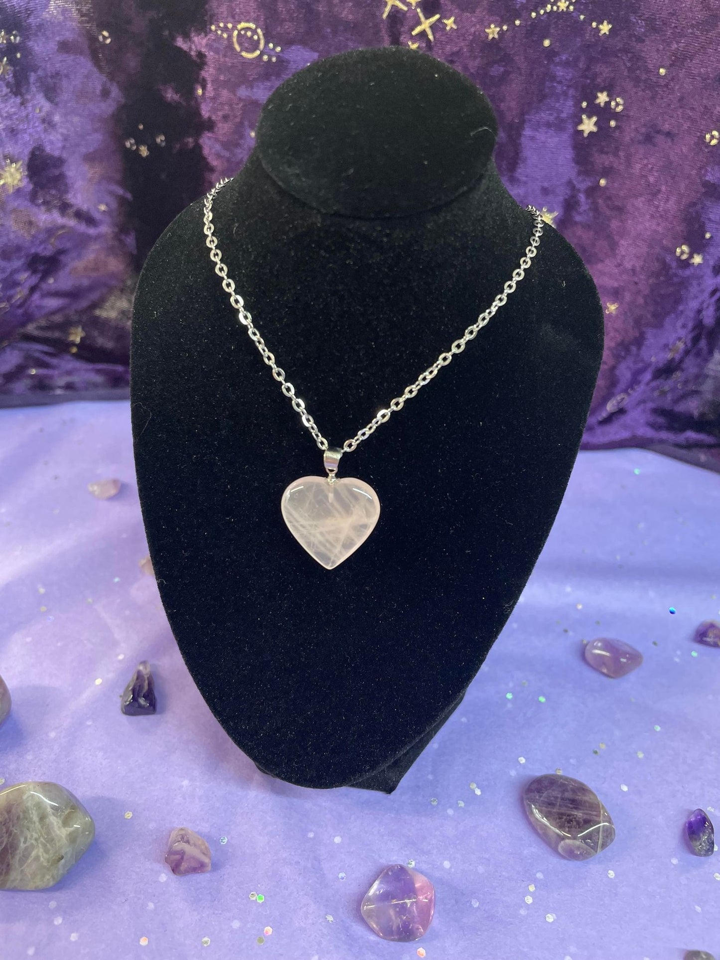 rose quartz heart necklace