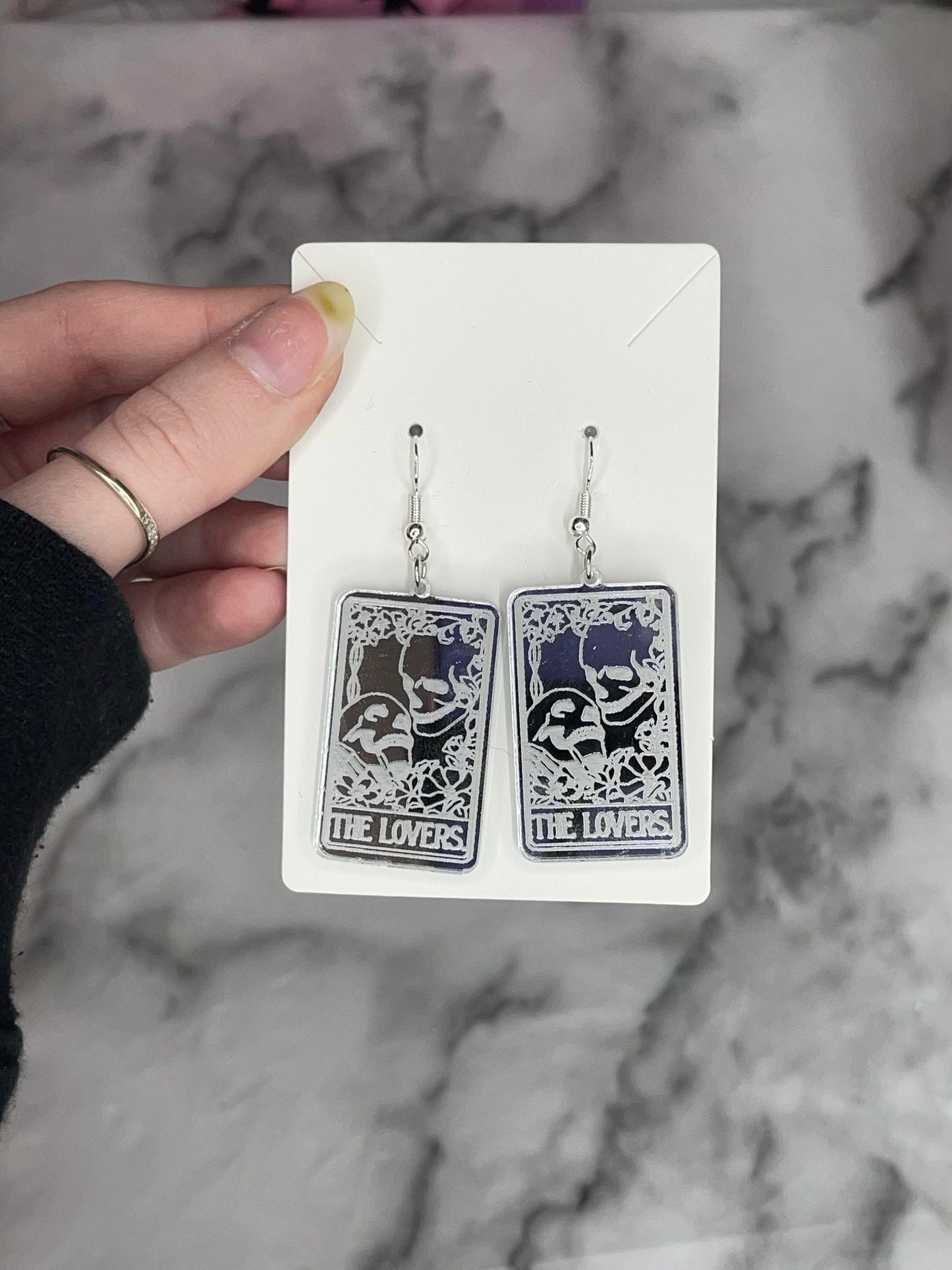 the lovers tarot card Acrylic Earrings