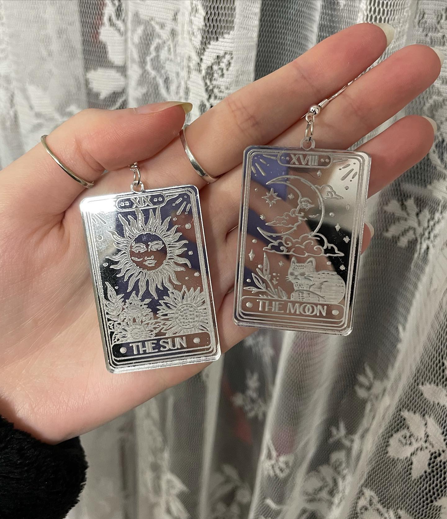 sun and moon tarot card Acrylic Earrings