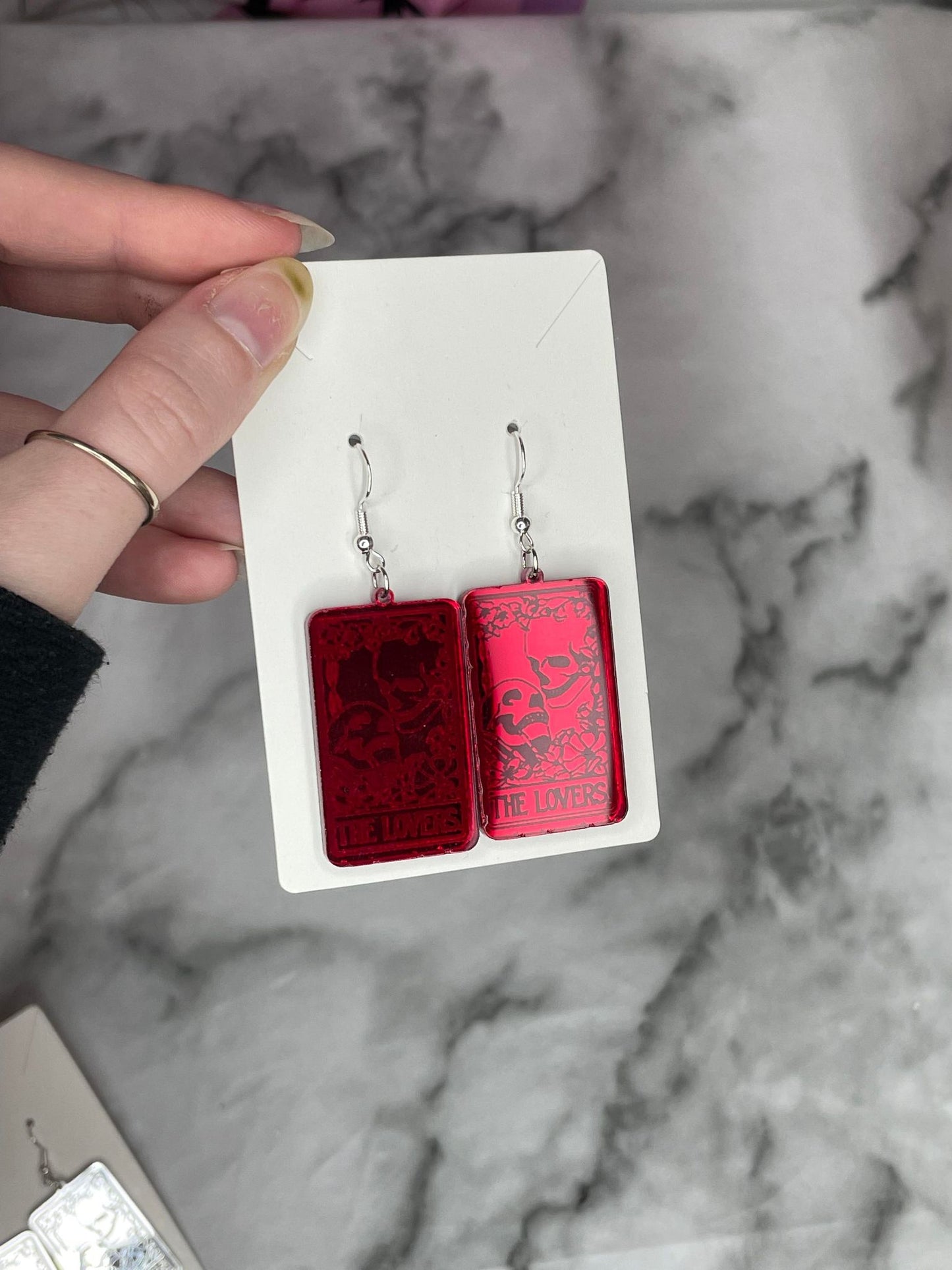 the lovers tarot card Acrylic Earrings