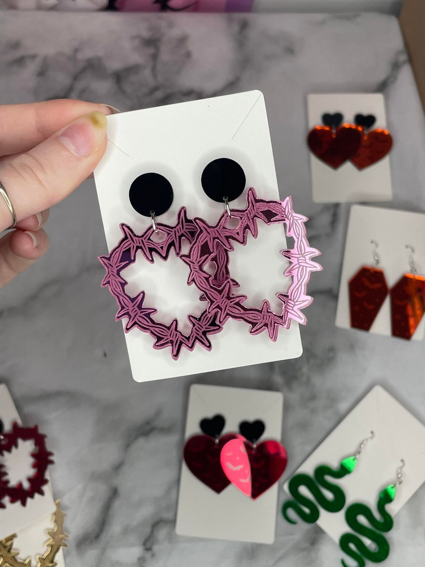 Barbed heart Acrylic Earrings