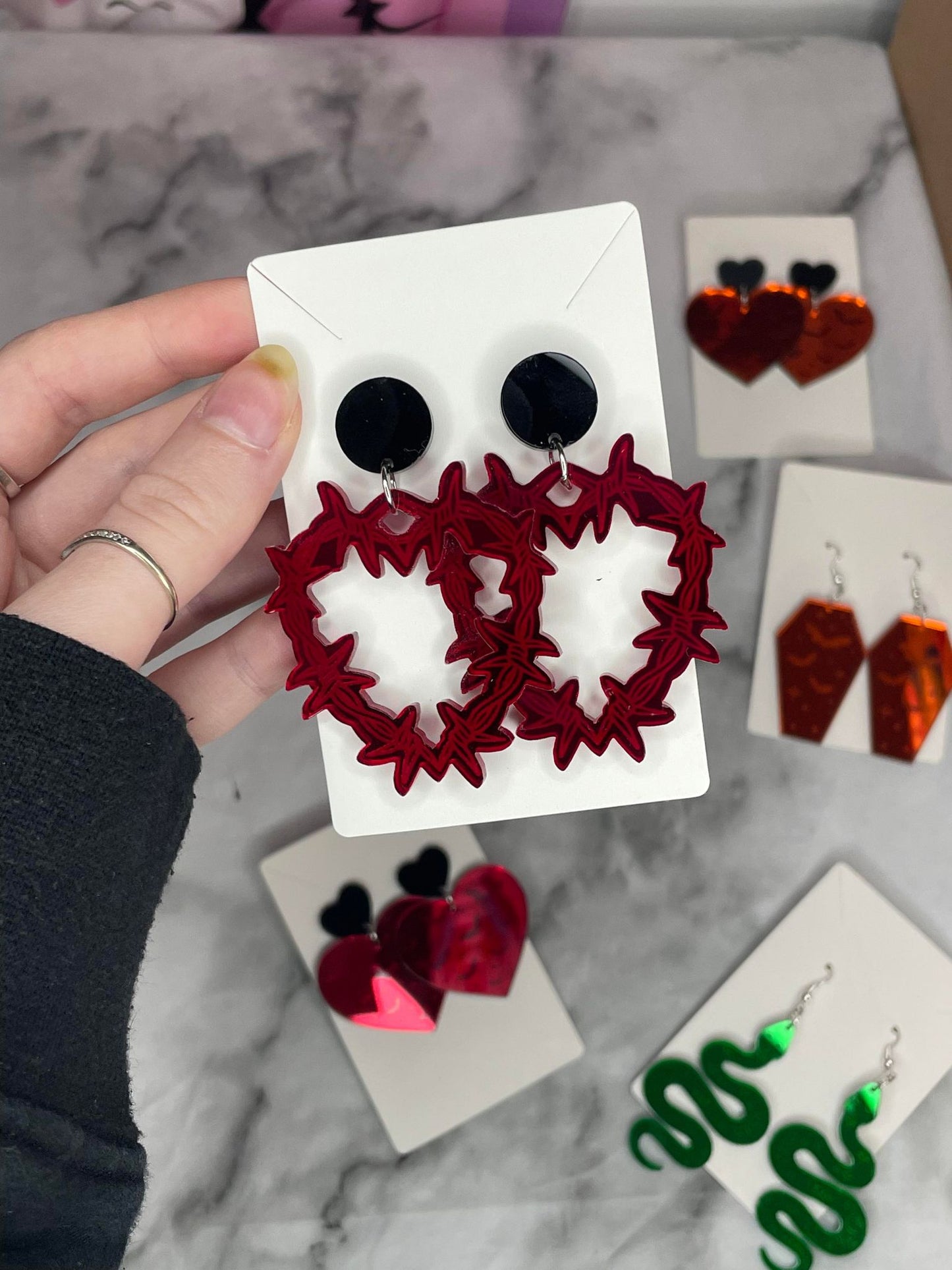 Barbed heart Acrylic Earrings