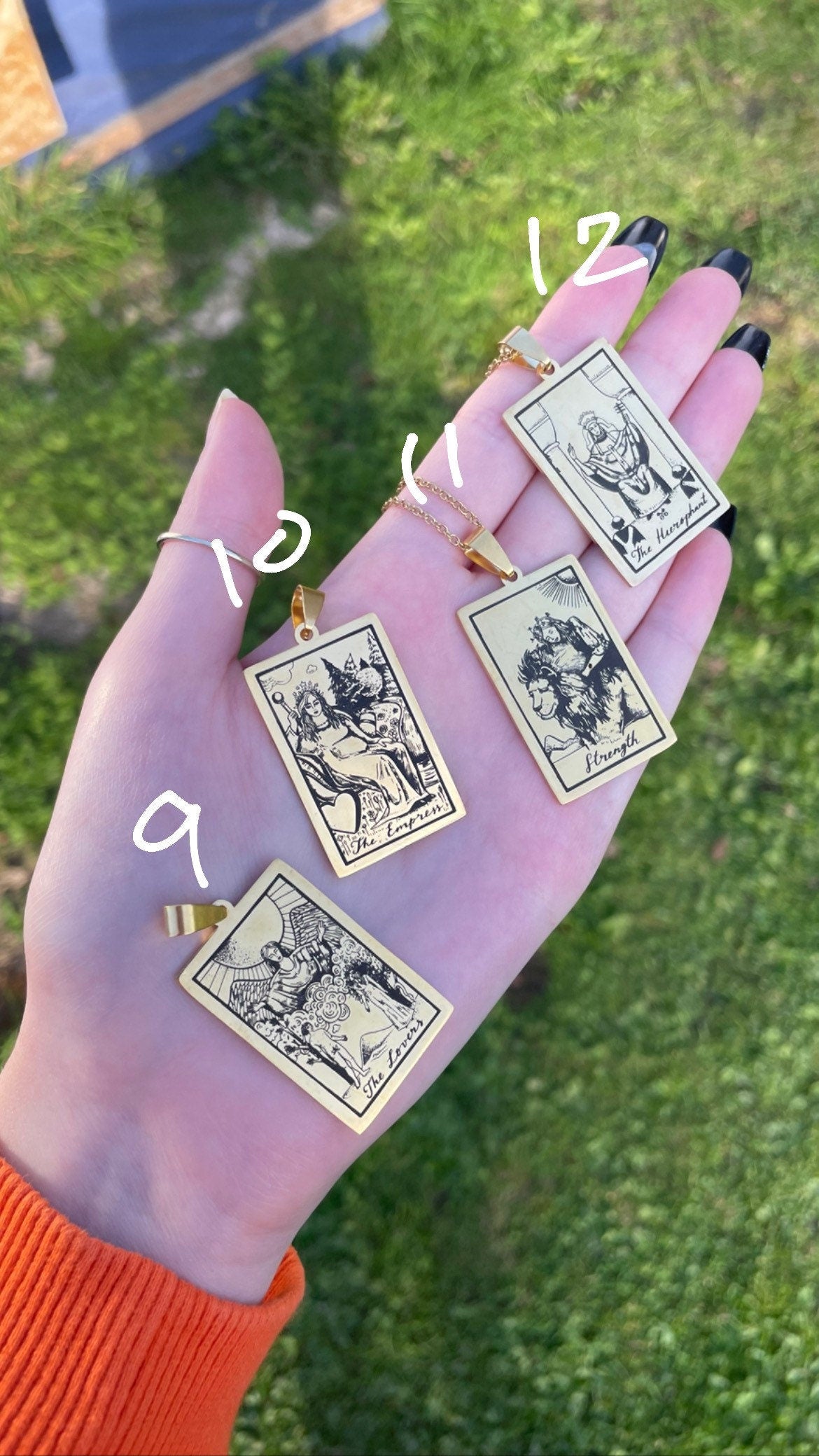 Tarot card necklace (stainless steel) gold
