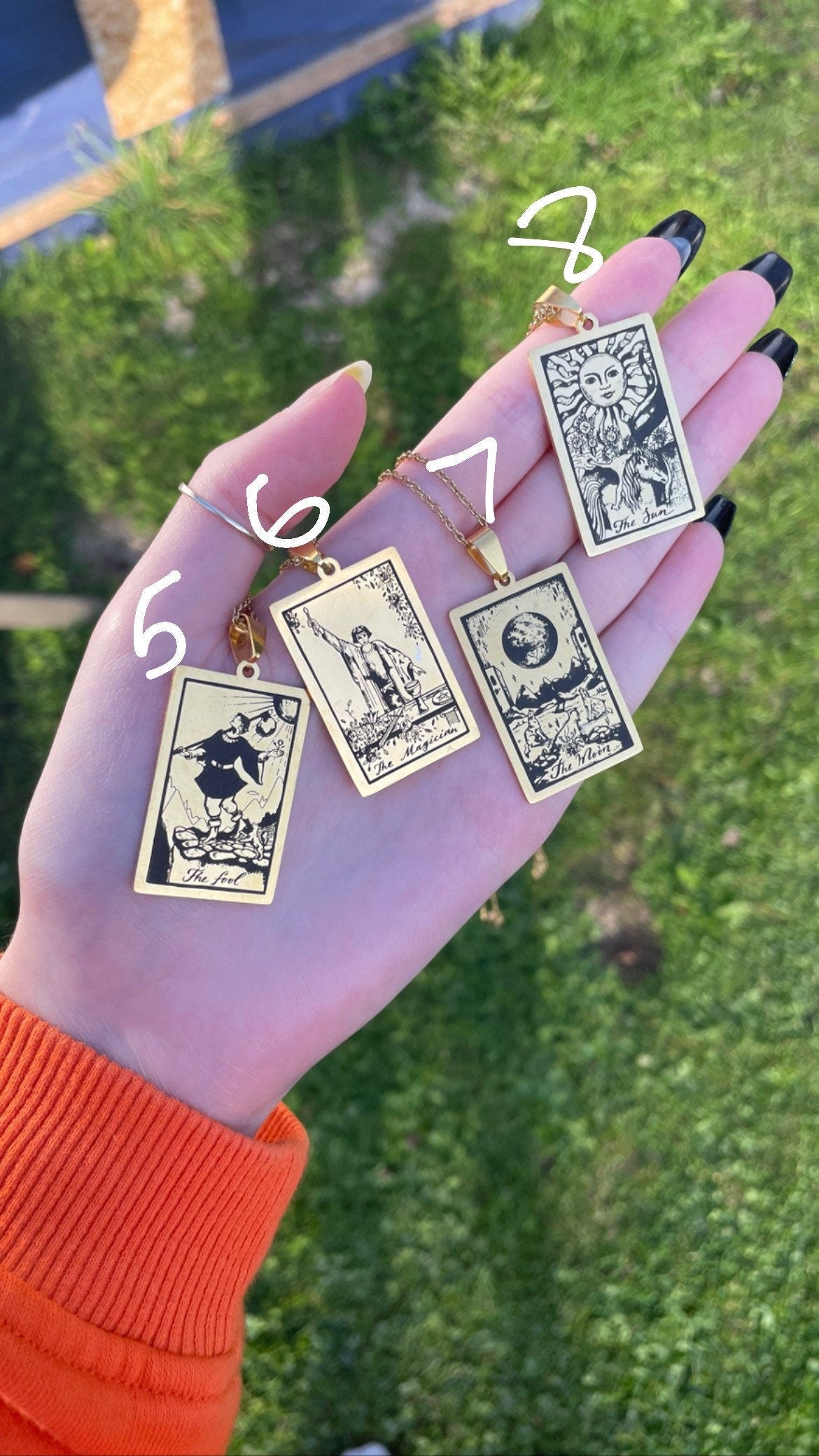 Tarot card necklace (stainless steel) gold