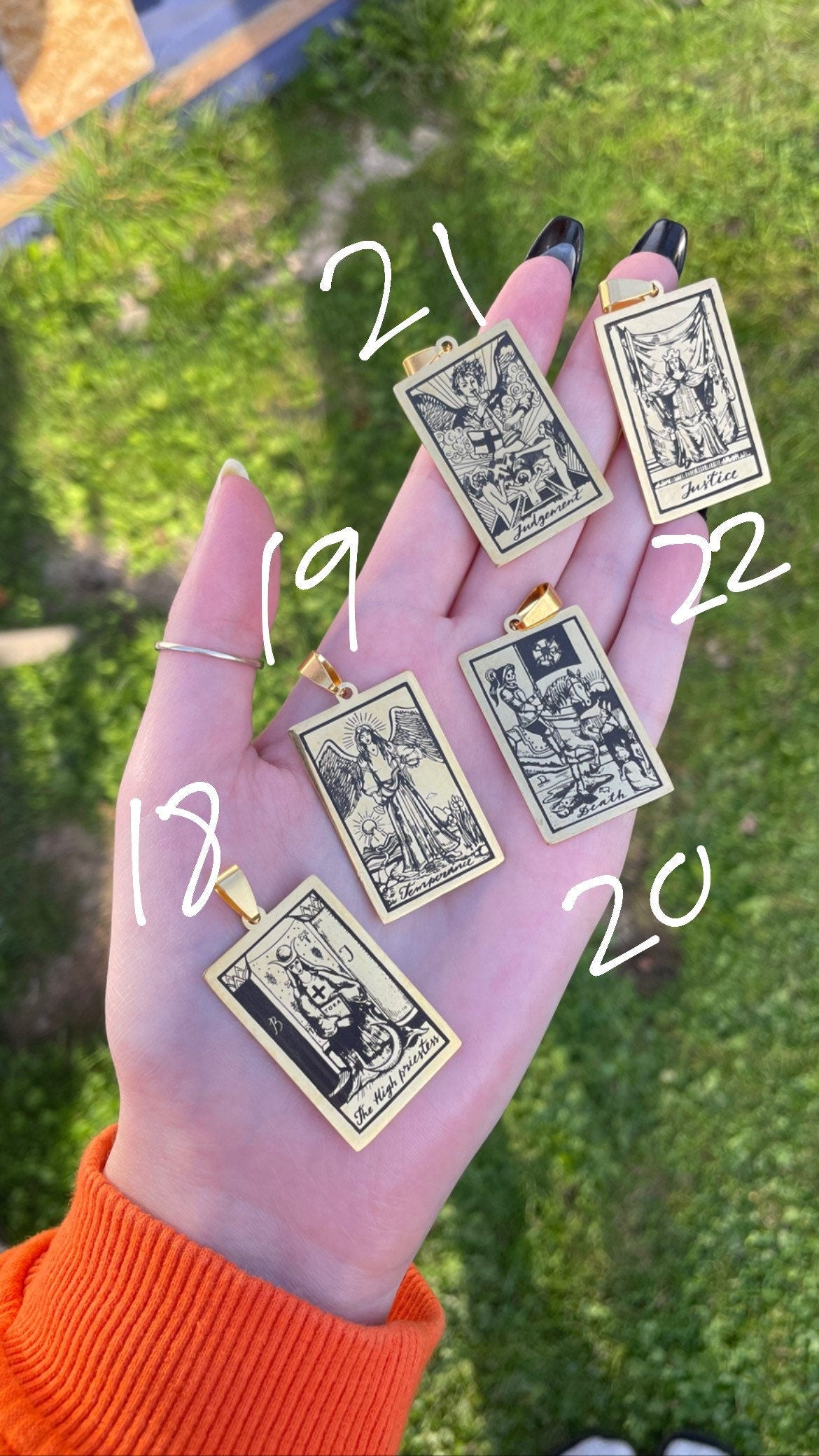Tarot card necklace (stainless steel) gold