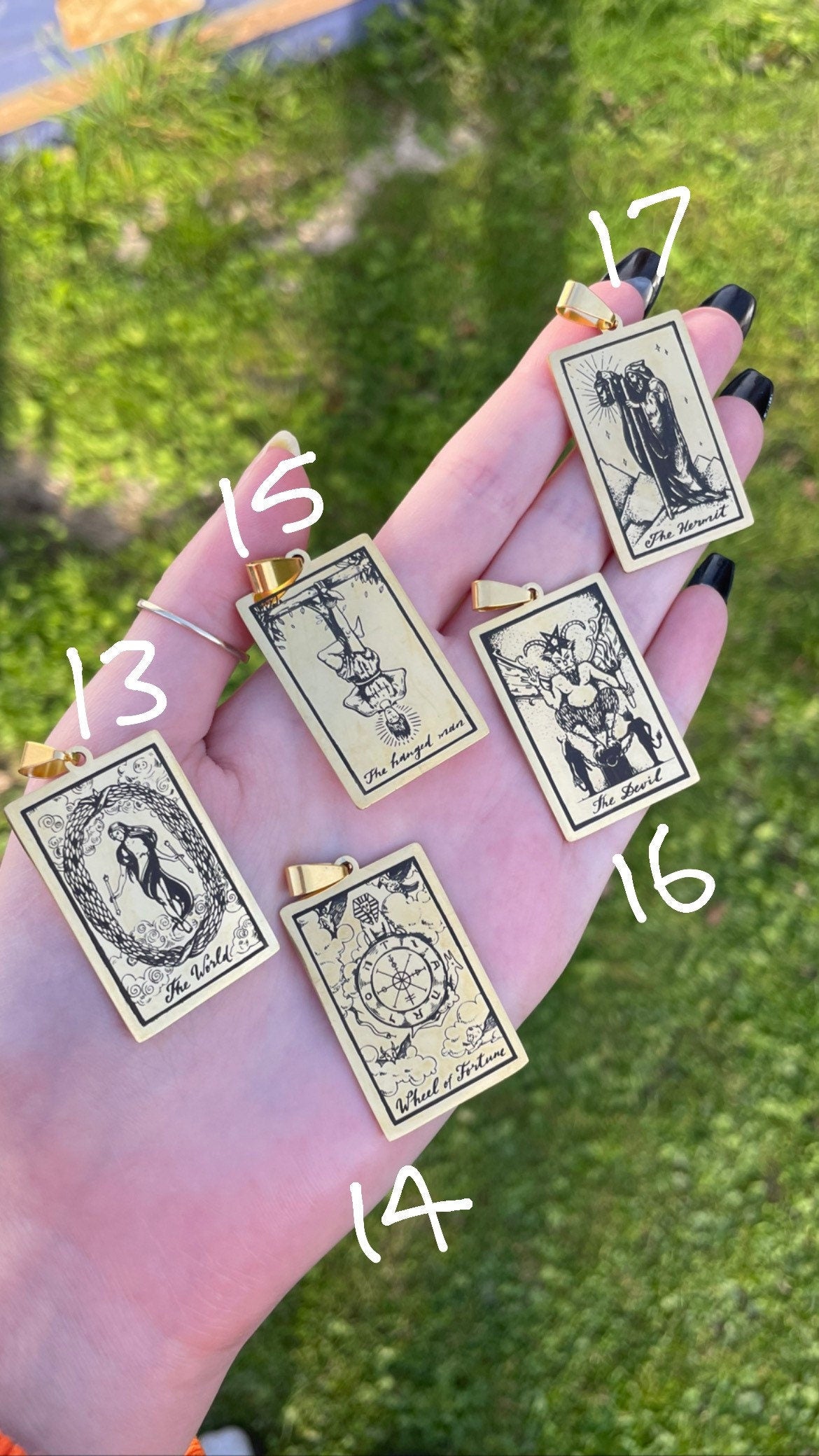 Tarot card necklace (stainless steel) gold