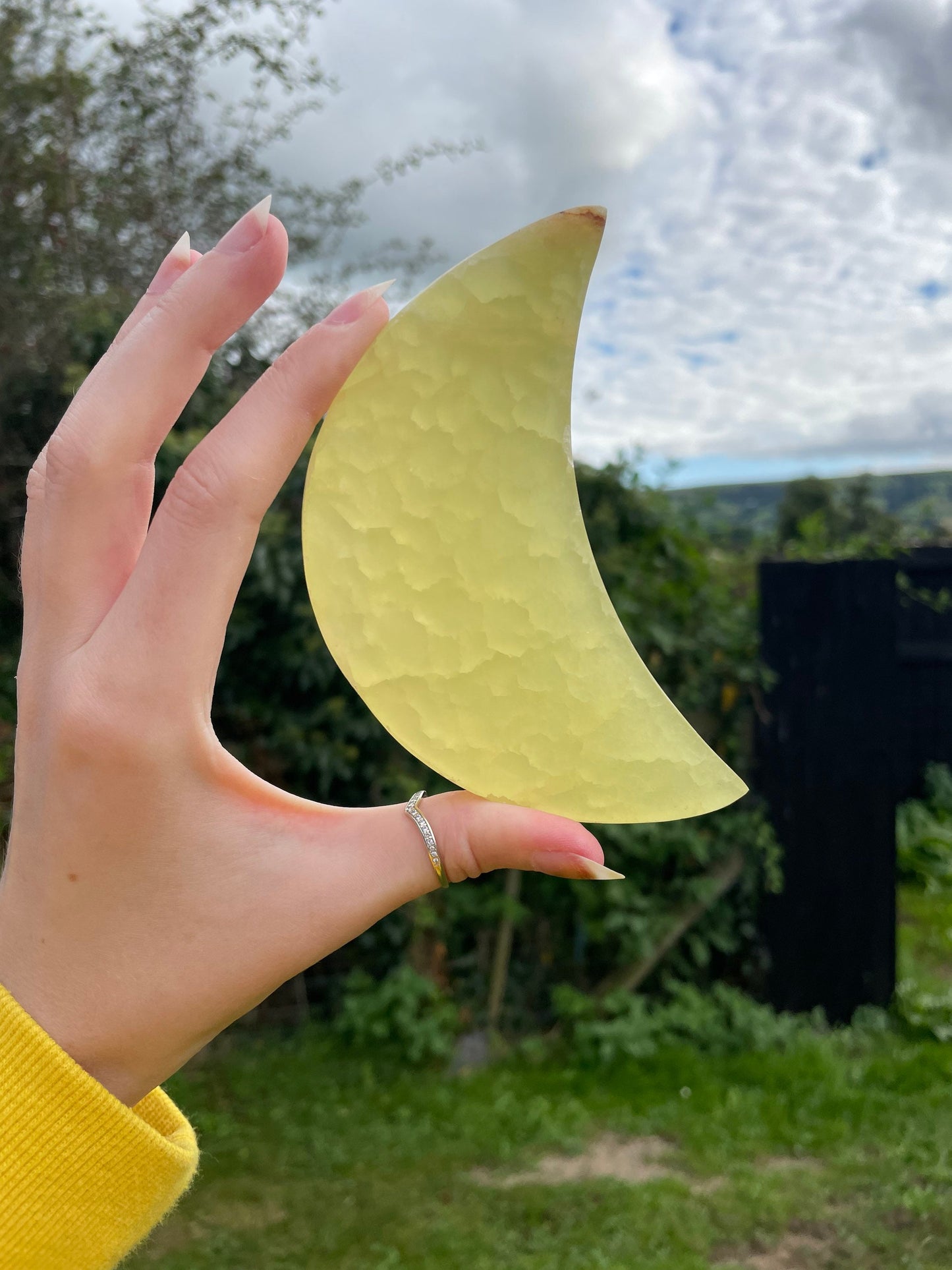Lemon calcite polished Crystal moon