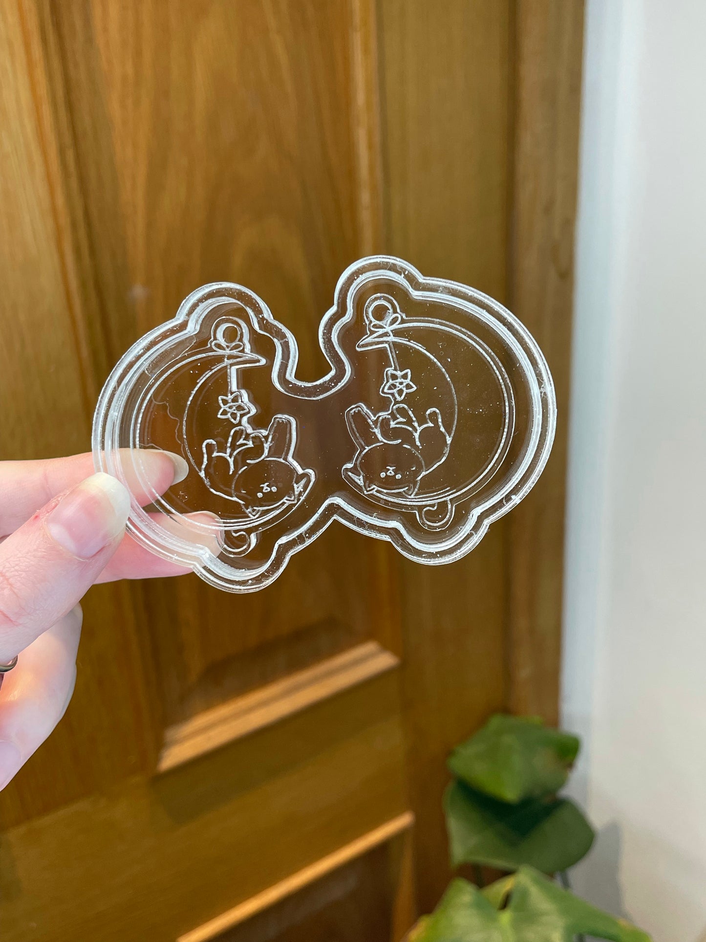 Cat on moon silicone earring mould