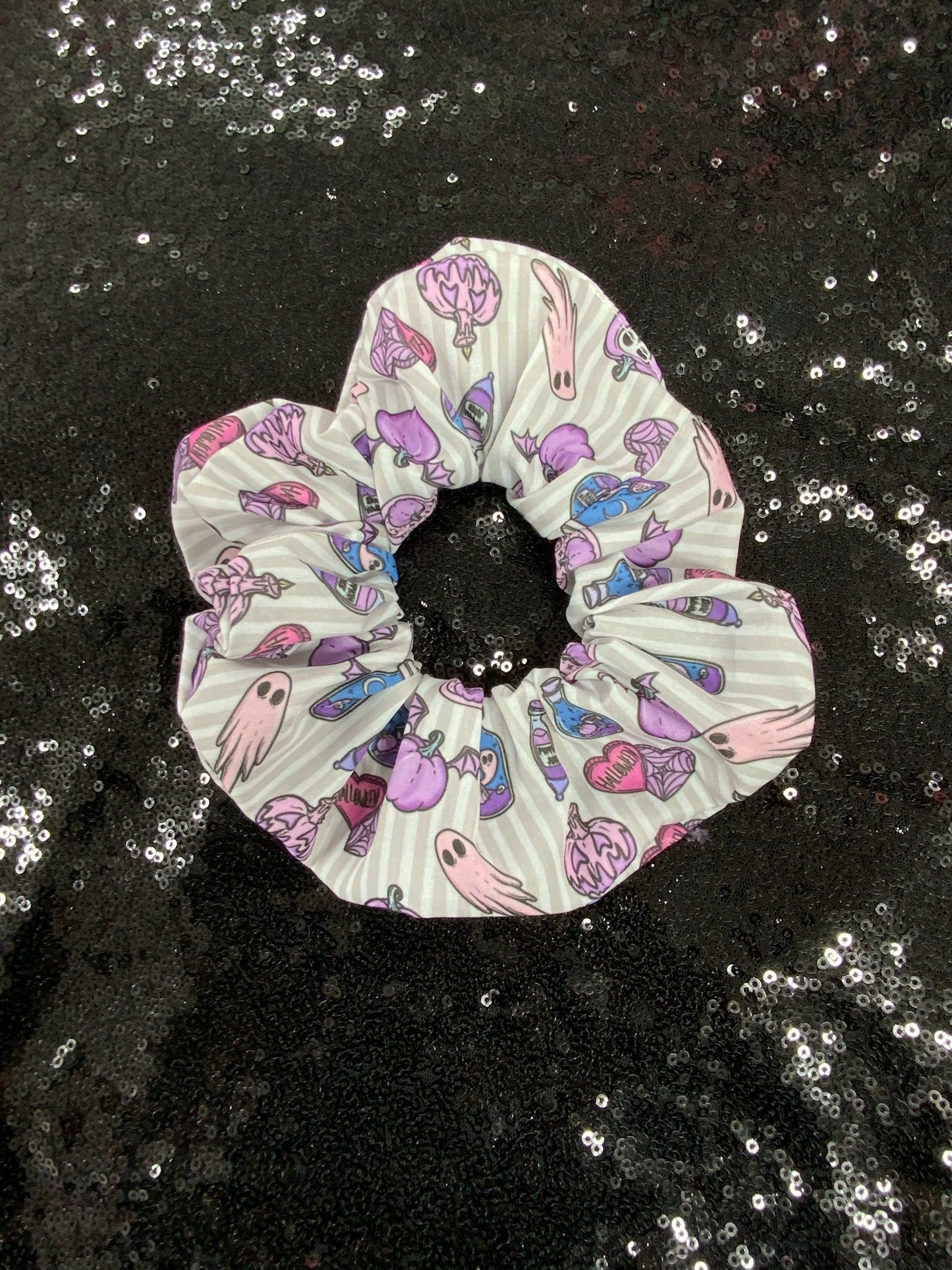 Striped Halloween hair scrunchie