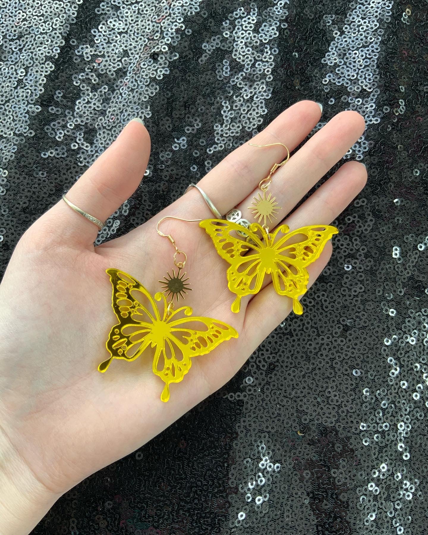 Yellow hot sale acrylic earrings