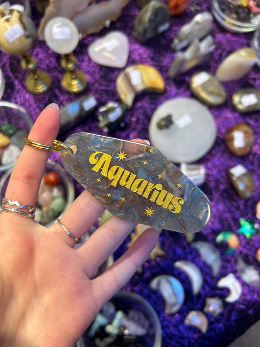 Aquarius zodiac keychain