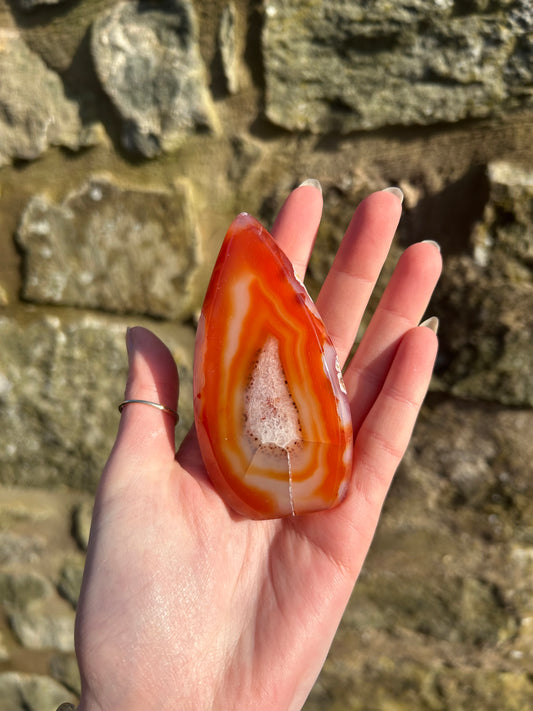 Carnelian teardrop crystal carving