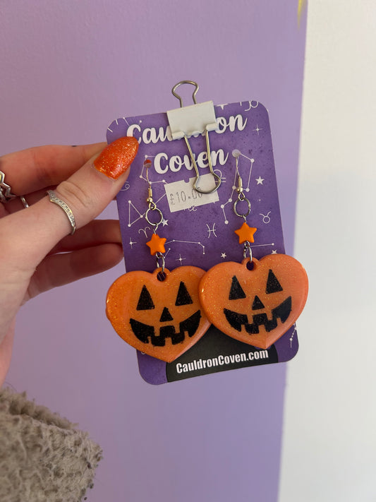 Pumpkin heart Resin earrings