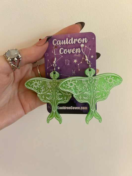 Celestial lunar moth Acrylic Earrings