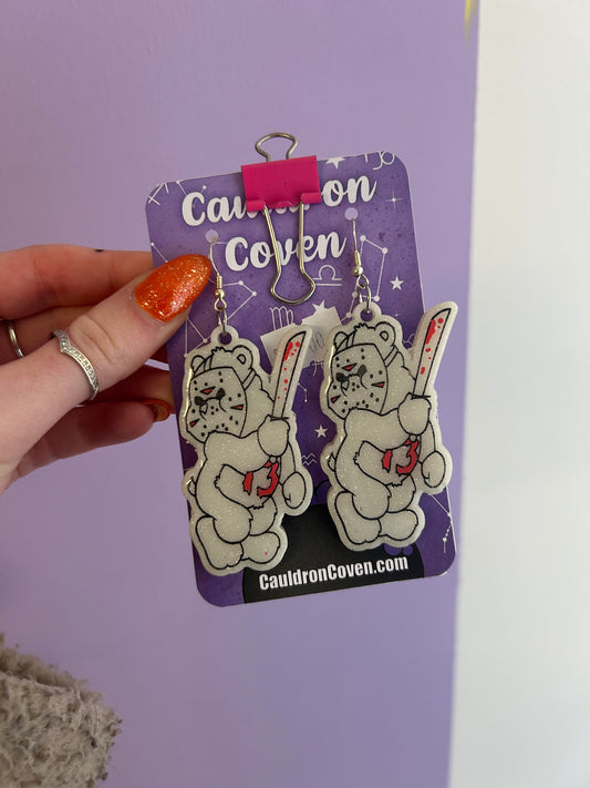 Friday 13th scare bear Resin earrings
