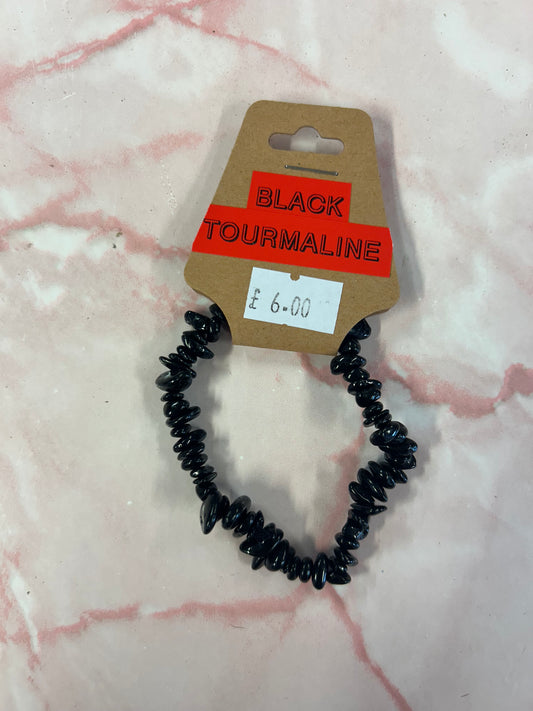Black tourmaline Crystal chip bracelet