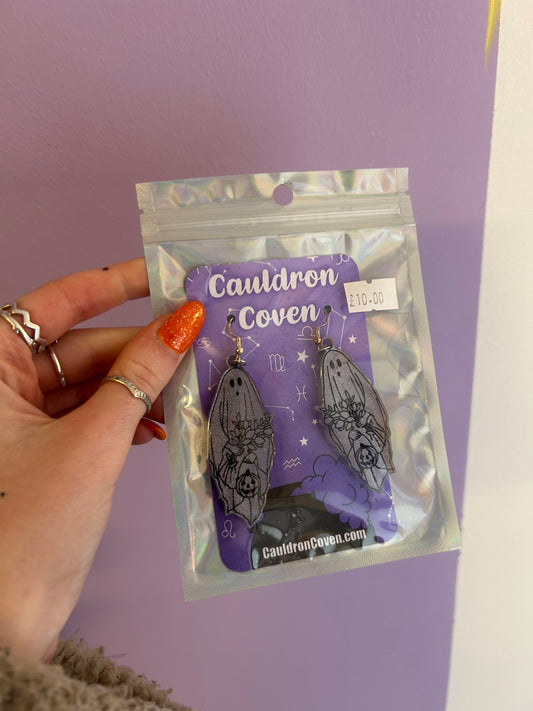 Holographic ghost Resin earrings