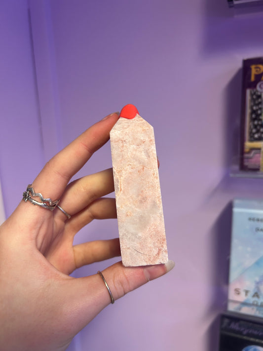 Pink aragonite Crystal tower