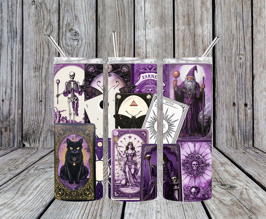 Purple tarot 20oz skinny tumbler