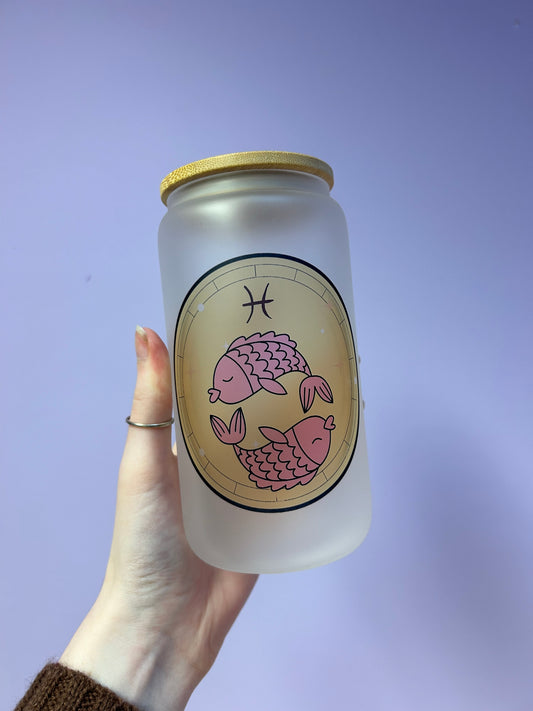 Pisces zodiac Libbey can glass