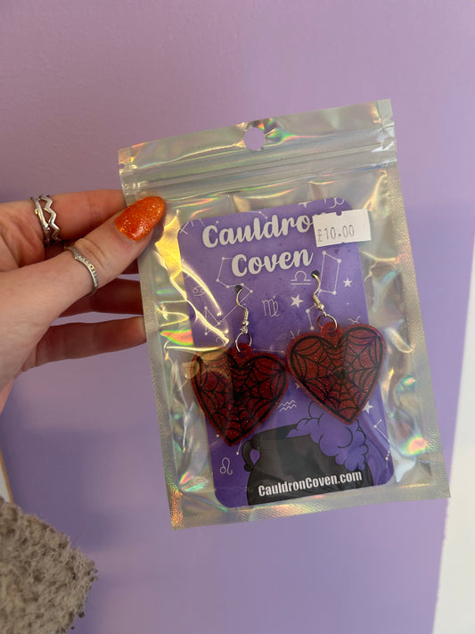Sparkly red heart Resin earrings