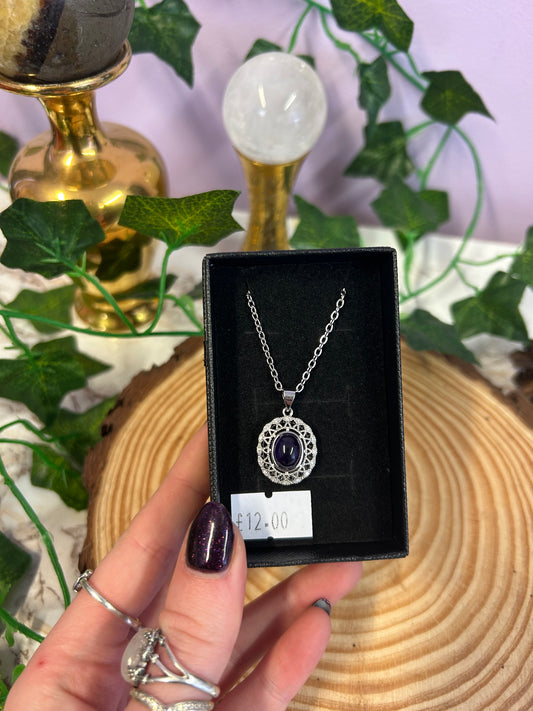 Oval Amethyst Crystal necklace