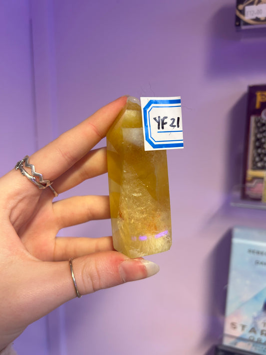 Yellow fluorite Crystal tower