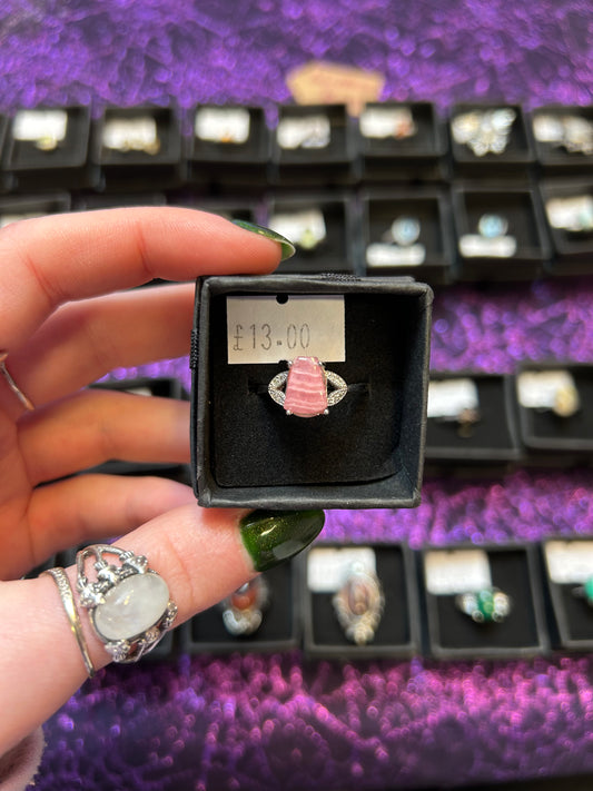 Rhodichrosite square gemstone adjustable ring