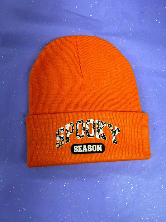 Spooky season script beanie (orange)