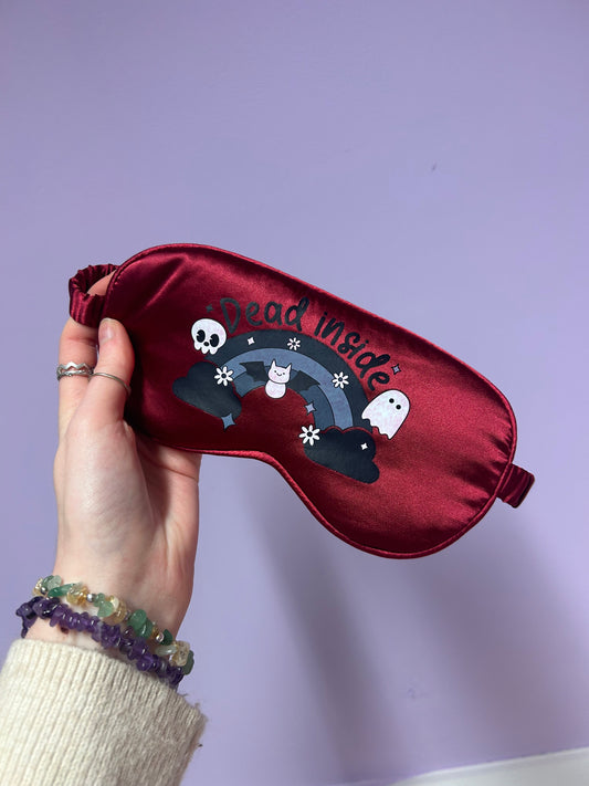 Dead inside red satin eye mask