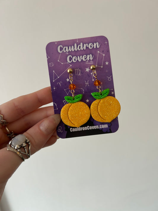 Glittery peach clay stud Earrings
