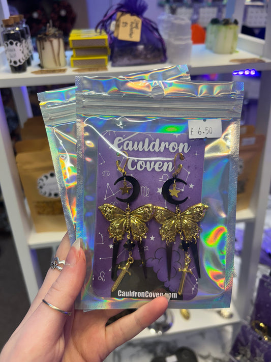 Gold Moth earring earrings