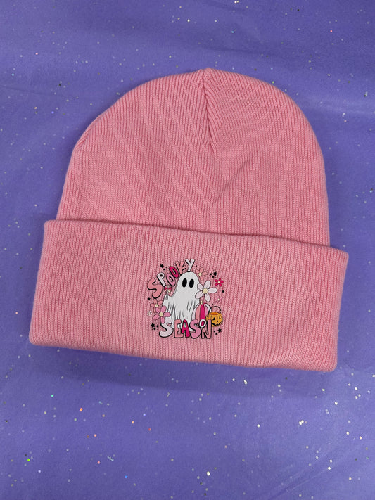 Spooky season beanie (baby pink)