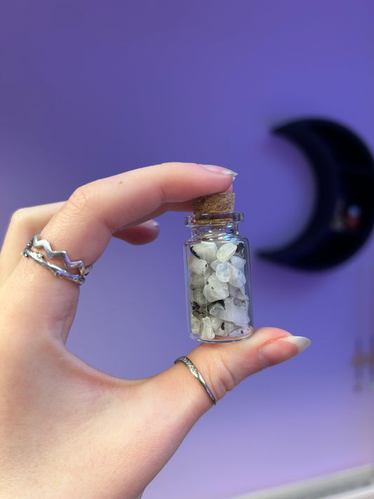 Rainbow moonstone chip bottle