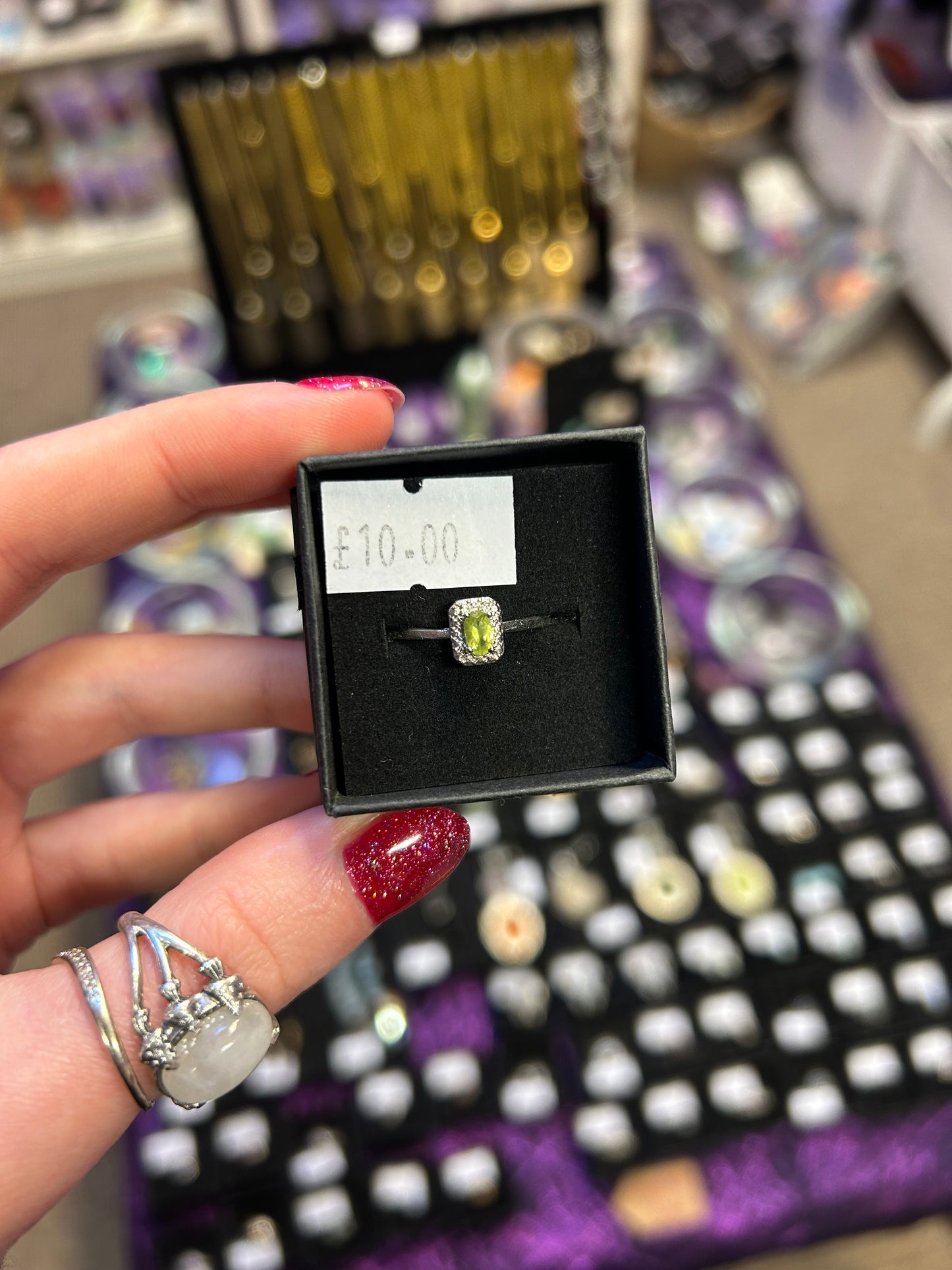 Peridot gemstone adjustable ring