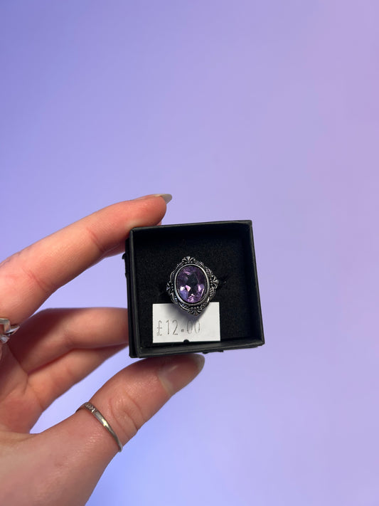 Amethyst gemstone adjustable ring