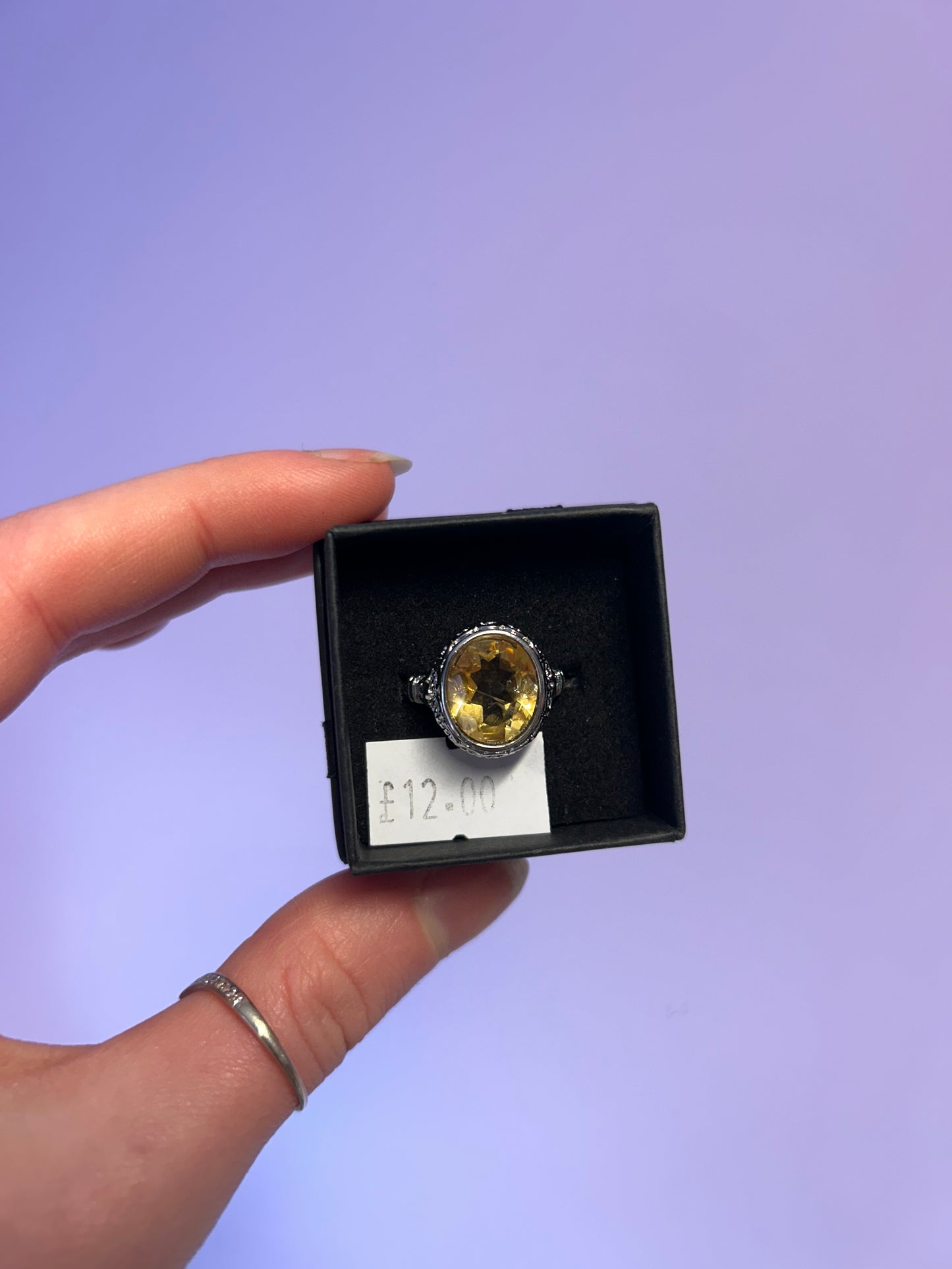 Citrine gemstone adjustable ring