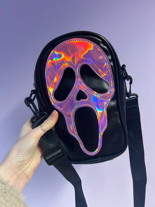 Pink face holographic crossbody bag