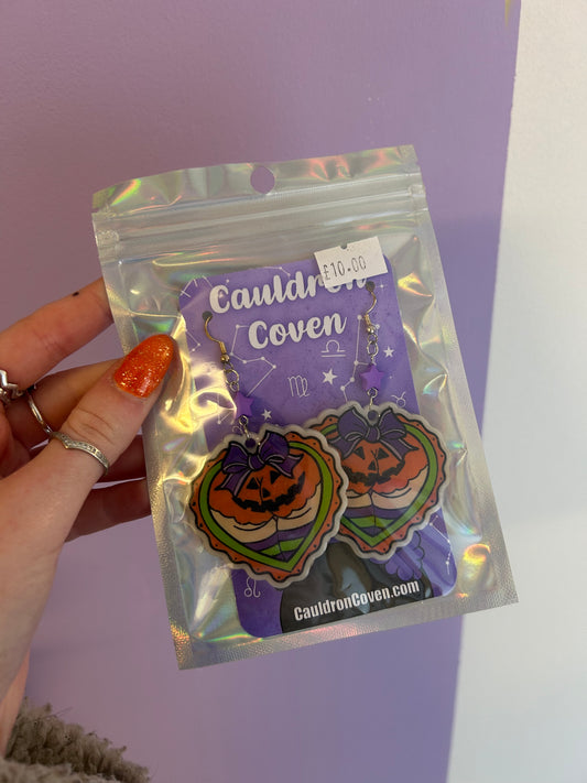 Pumpkin booty heart Resin earrings